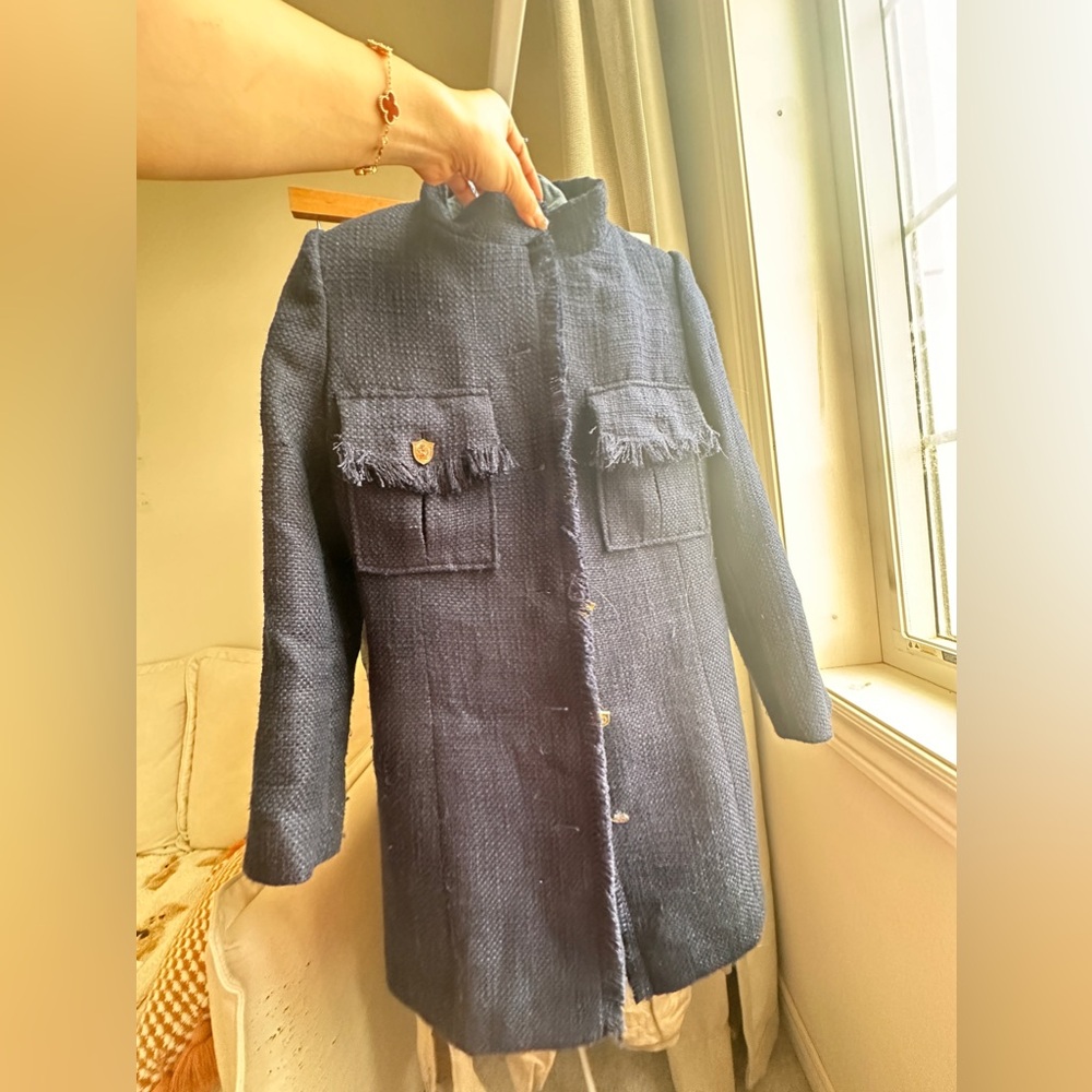 Tweed Navy Blue thick heavy jacket - Picture 3 of 11